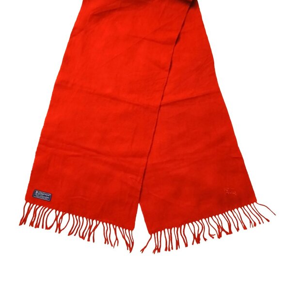 Luxury Vintage Red Cashmere Burberry Scarf Embroidered Logo Fall Winter Scarves - Picture 2 of 5